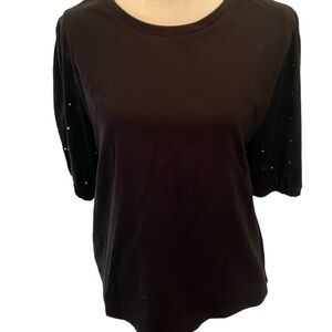 Zara tee with sueded puff sleeves